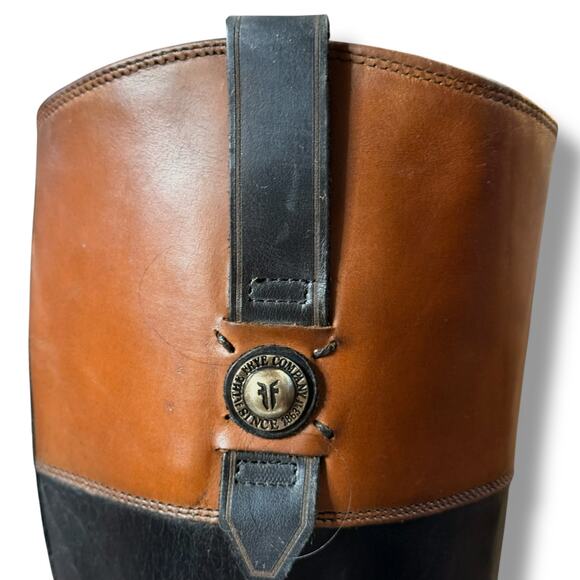 Frye Jayden Boots Womens Black Brown Leather Button StrapTall Size 6 - Picture 7 of 11